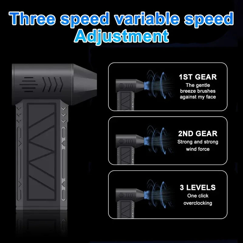 130000RPM Turbo Jet Blower Brushless Motor, Powerful Air Duster Fan with LED Light, Portable Cleaning Tool
