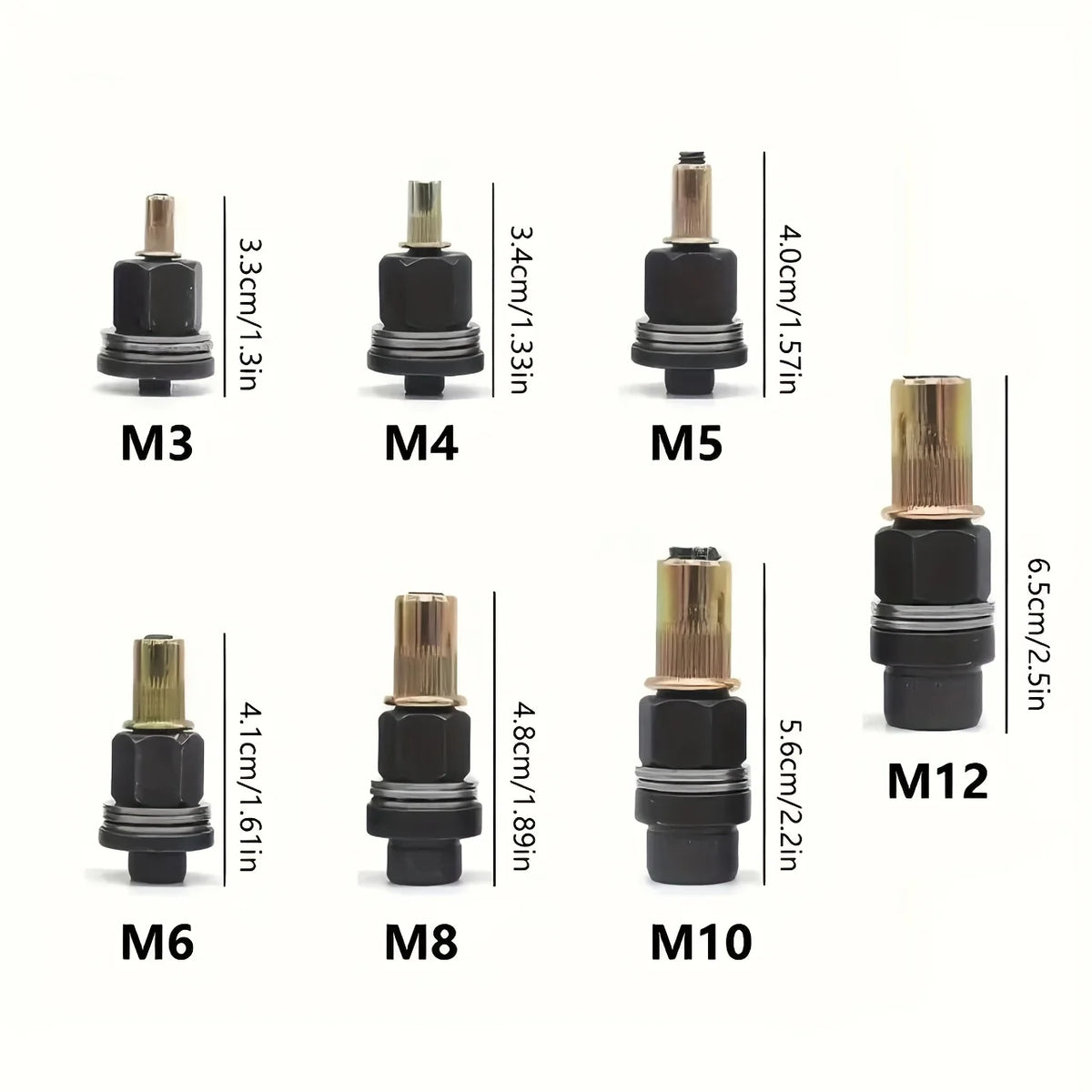 51pcs Heavy-Duty Rivet Nut Kit W/Tools (M3-M12) Zinc-Coated RH Threaded for Car Repair/Furniture/License Plate/Renovation