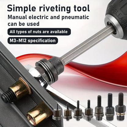 51pcs Heavy-Duty Rivet Nut Kit W/Tools (M3-M12) Zinc-Coated RH Threaded for Car Repair/Furniture/License Plate/Renovation
