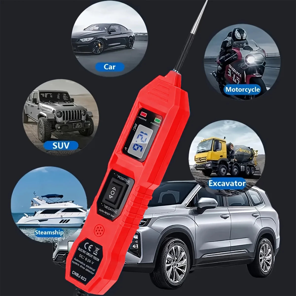 A Circuit Tester, Car Circuit Tester with Voltage Display LED Light, and a Car Power Circuit Probe Kit.