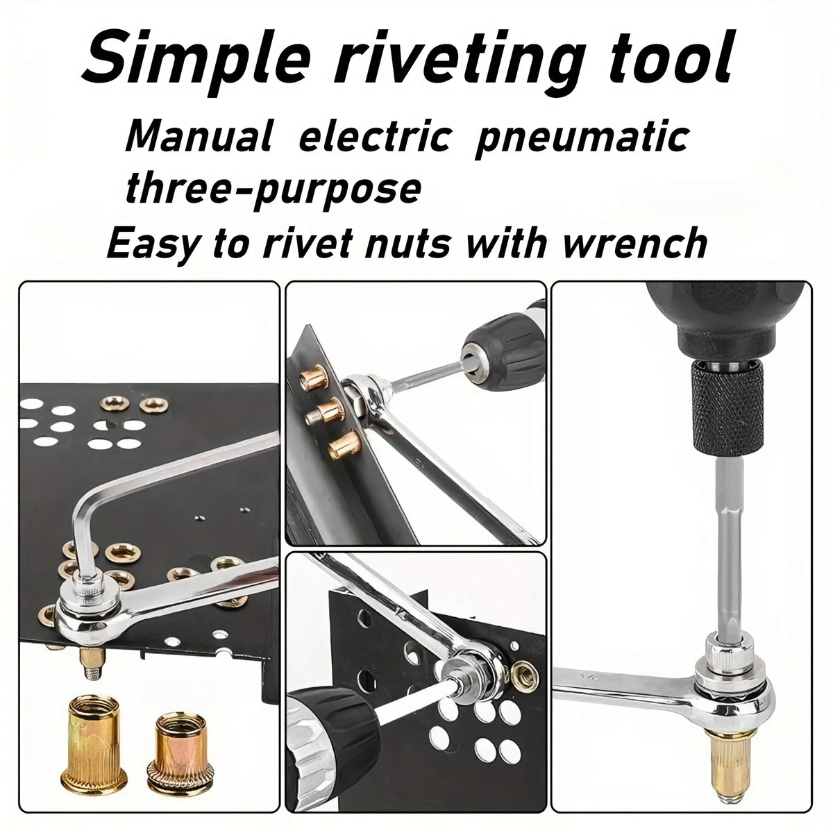 51pcs Heavy-Duty Rivet Nut Kit W/Tools (M3-M12) Zinc-Coated RH Threaded for Car Repair/Furniture/License Plate/Renovation