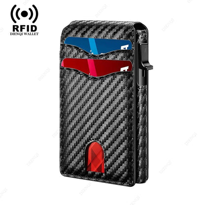 RFID Blocking Men Slim Smart Wallets Magnet Carbon Fiber Credit Card Holder with Front Pocket Minimalist Wallet Cardholder Case