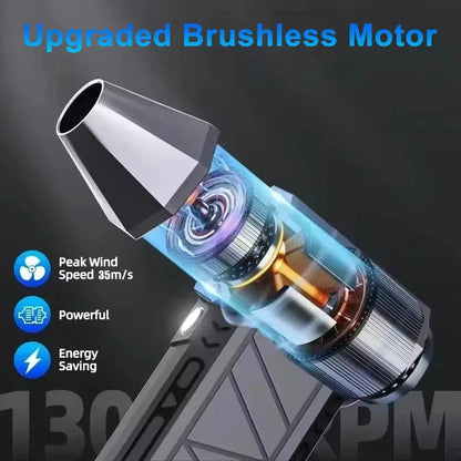 130000RPM Turbo Jet Blower Brushless Motor, Powerful Air Duster Fan with LED Light, Portable Cleaning Tool