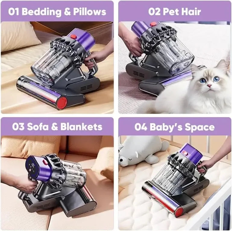 Saker Powerful UV Bed Vacuum Cleaner| Mattress Vacuum Cleaner with Hot Air| 14kPa Suction Power with HEPA Filtration| High-Frequ